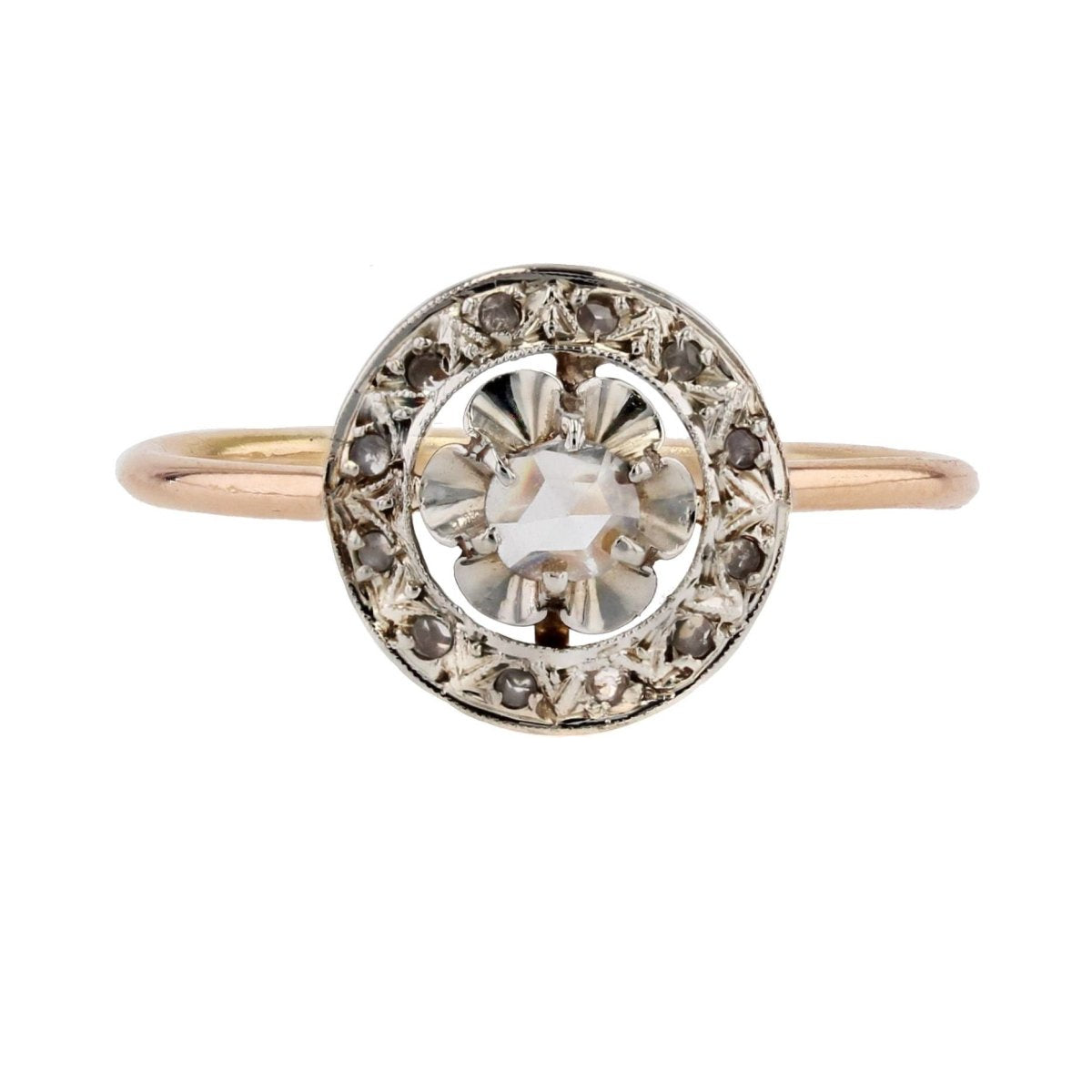 Bague ancienne diamants taillés en rose ronde - Castafiore