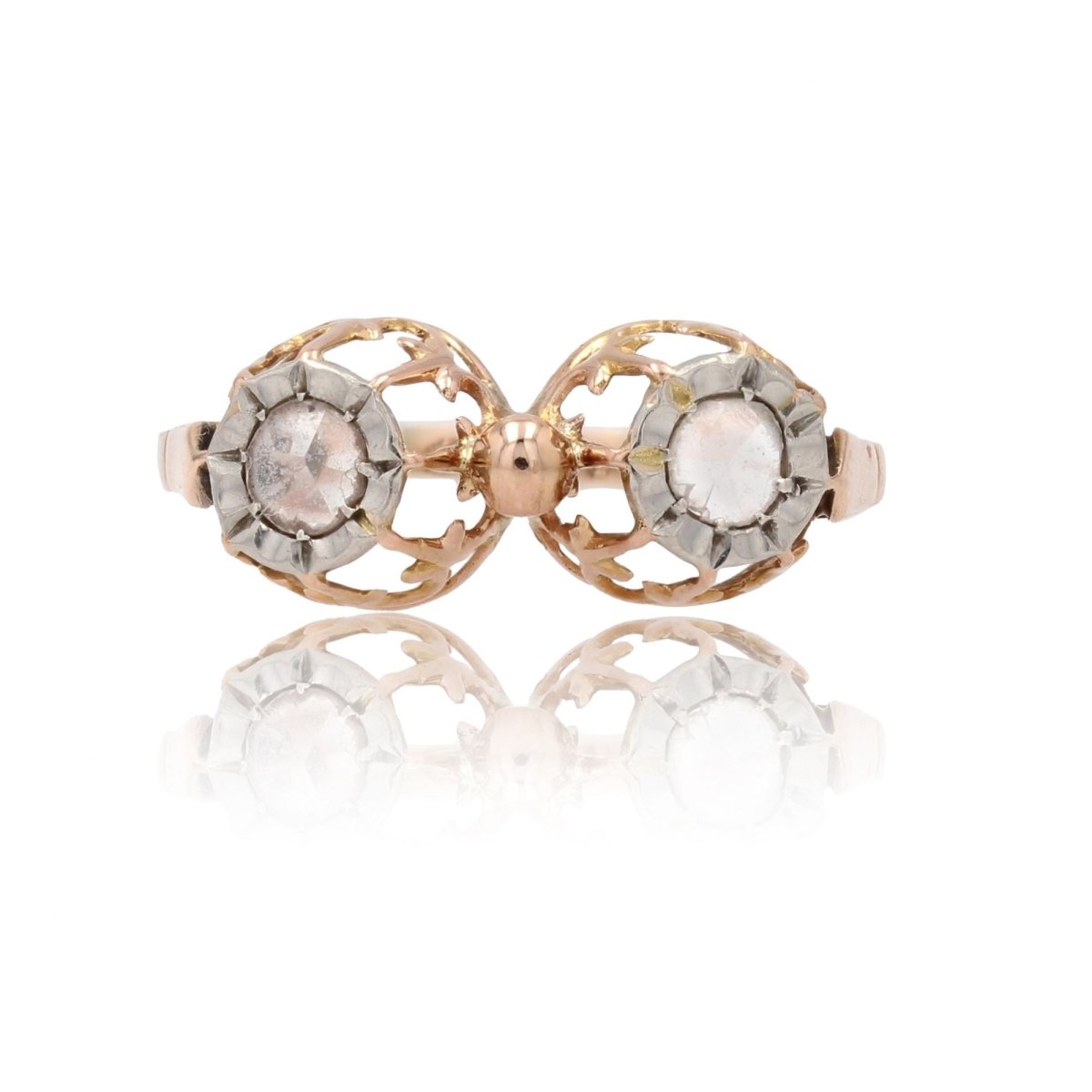 Bague ANCIENNE Duo en or rose et diamants - Castafiore