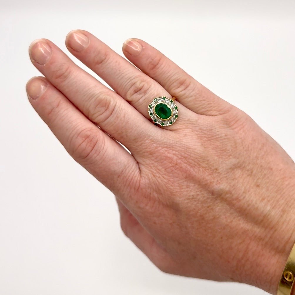 Bague ancienne émeraude et diamants - Castafiore