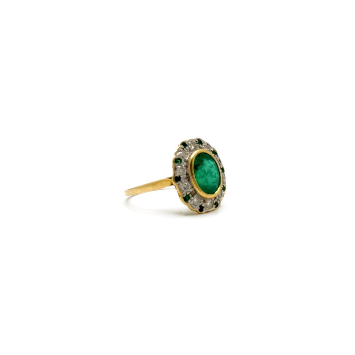 Bague ancienne émeraude et diamants - Castafiore