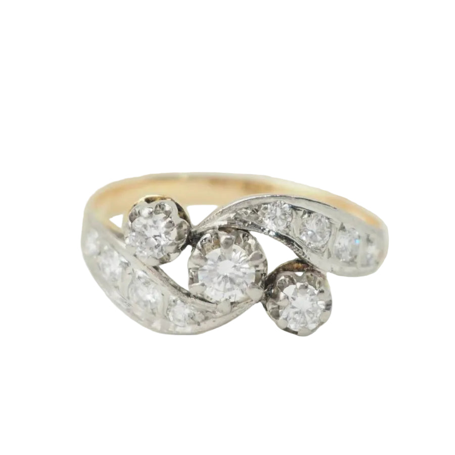 Bague ancienne en or bicolore et diamants - Castafiore