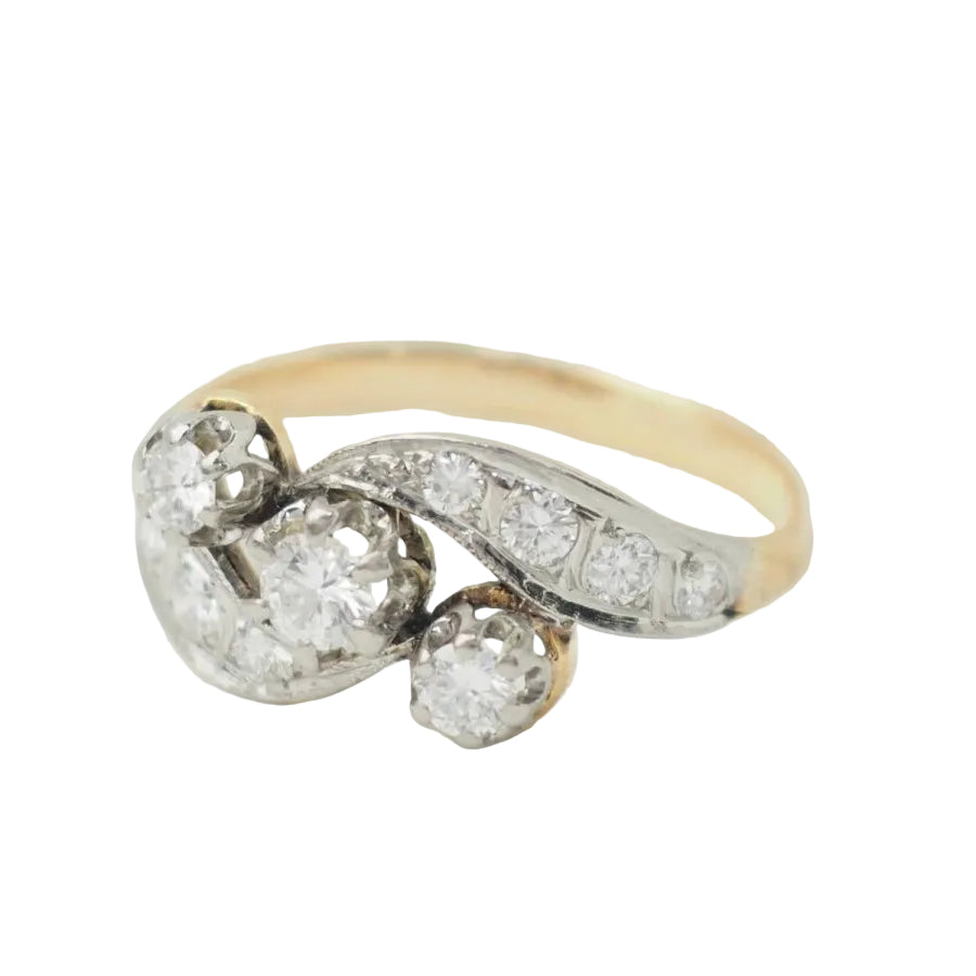 Bague ancienne en or bicolore et diamants - Castafiore