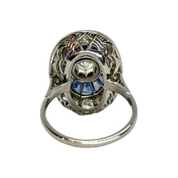 Bague ANCIENNE en or blanc saphirs et diamants - Castafiore