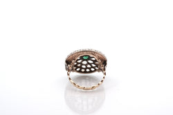 Bague ancienne en or et argent avec émeraude et roses de diamants - Castafiore