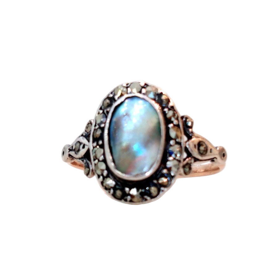 Bague Ancienne en or et argent avec nacre - Castafiore