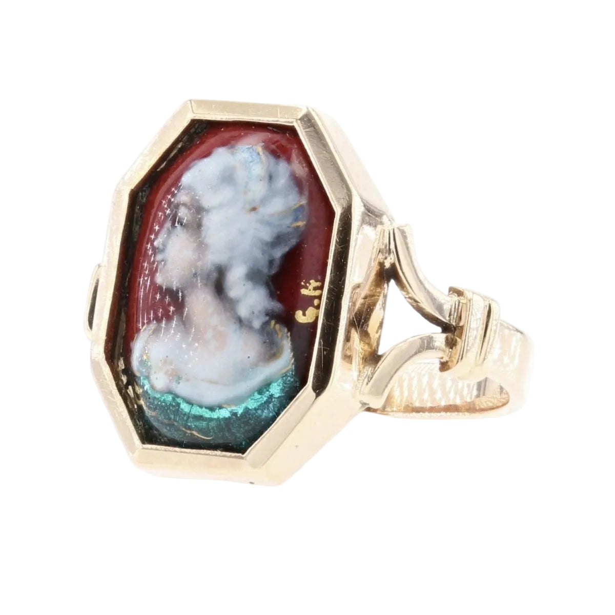 Bague ancienne en or et émail de Limoges - Castafiore