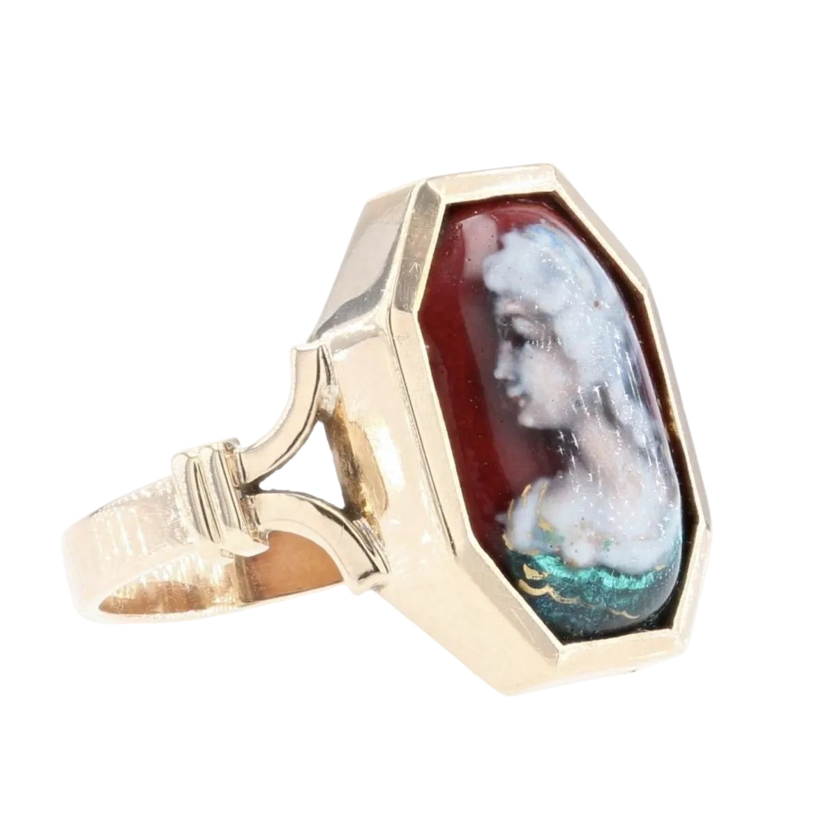 Bague ancienne en or et émail de Limoges - Castafiore