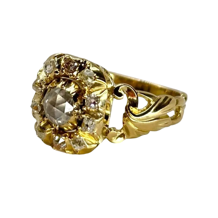 Bague ANCIENNE en or jaune et diamants - Castafiore