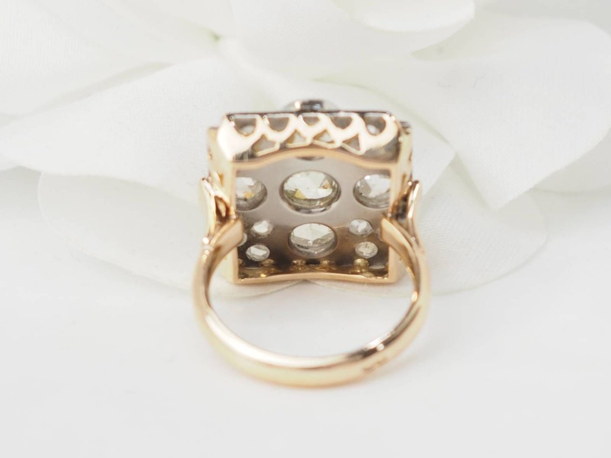 Bague ancienne en or jaune et platine avec diamants - Castafiore