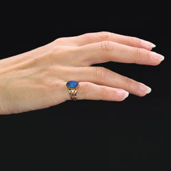 Bague ANCIENNE en or rose et lapis - lazuli - Castafiore