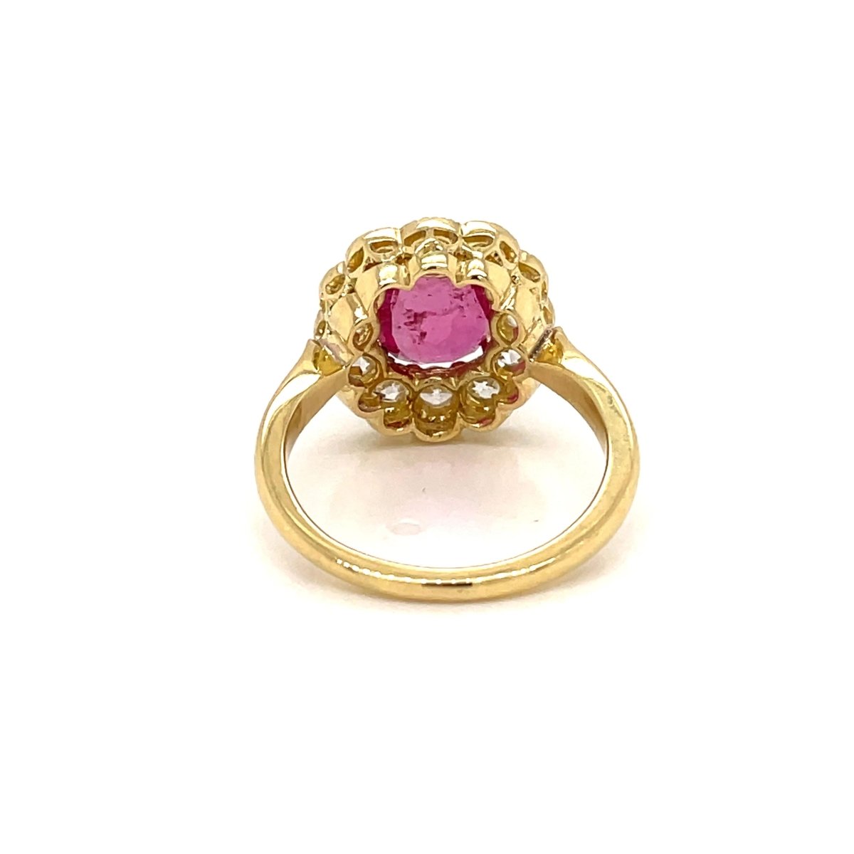 Bague ancienne en or rose, rubis et diamants - Castafiore