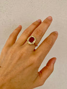 Bague ancienne en or rose, rubis et diamants - Castafiore