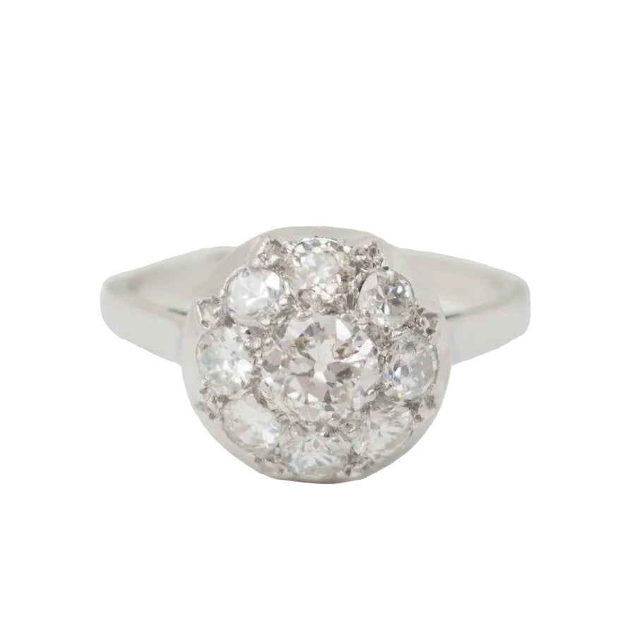 Bague ancienne en platine et diamants - Castafiore