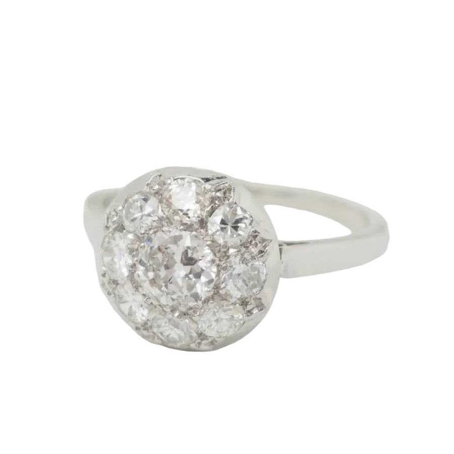 Bague ancienne en platine et diamants - Castafiore