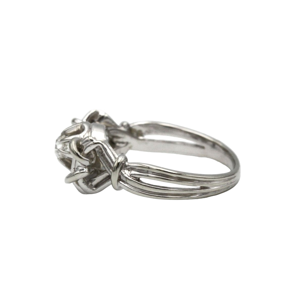 Bague ANCIENNE entrelacs en or blanc et diamant - Castafiore