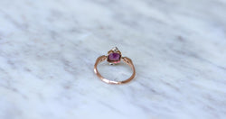 Bague Ancienne Grenat et Diamants sur Or Rose - Castafiore