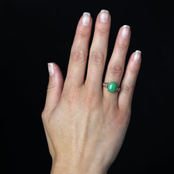 Bague ANCIENNE Jade et diamants en or rose et platine - Castafiore