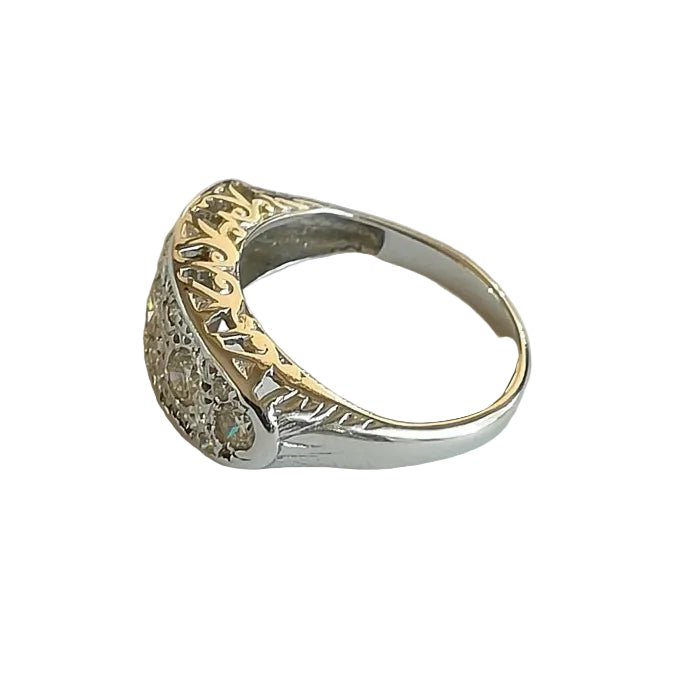 Bague Ancienne Jarretière en or blanc et diamants - Castafiore