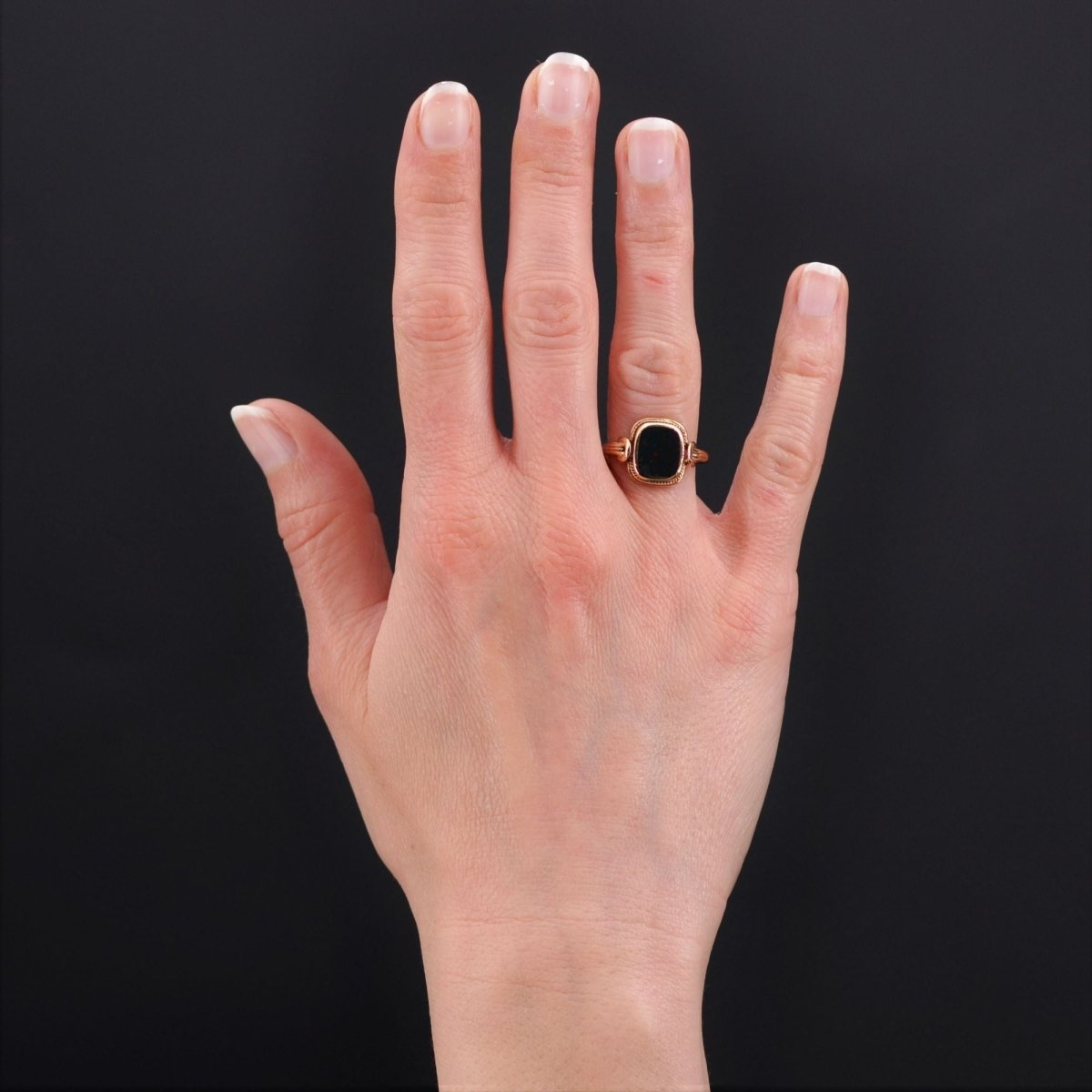 Bague ancienne jaspe sanguin et or - Castafiore