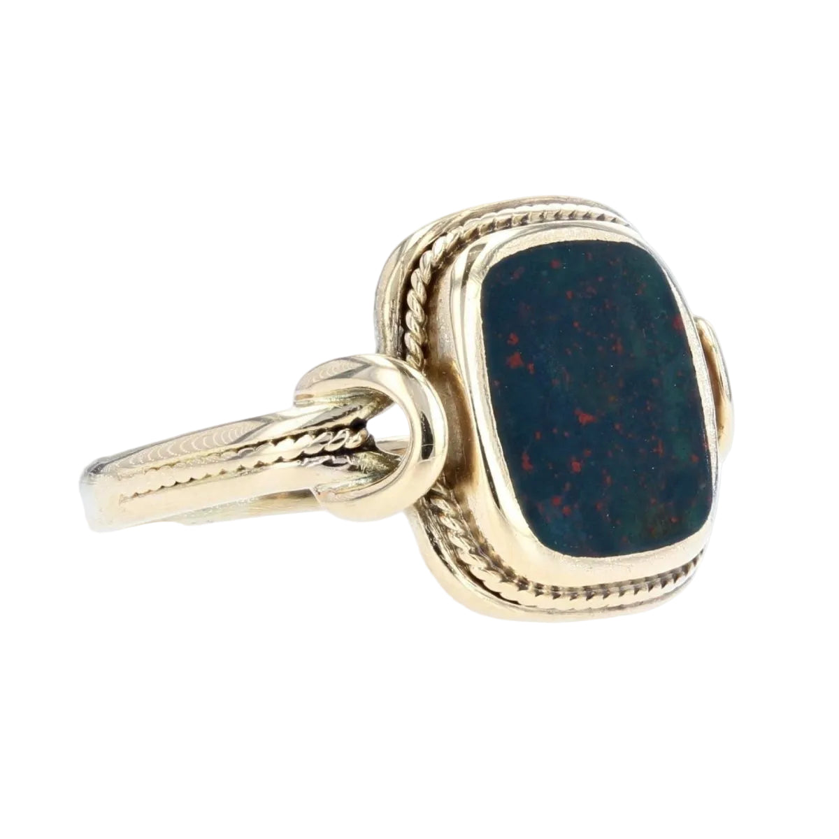 Bague ancienne jaspe sanguin et or - Castafiore