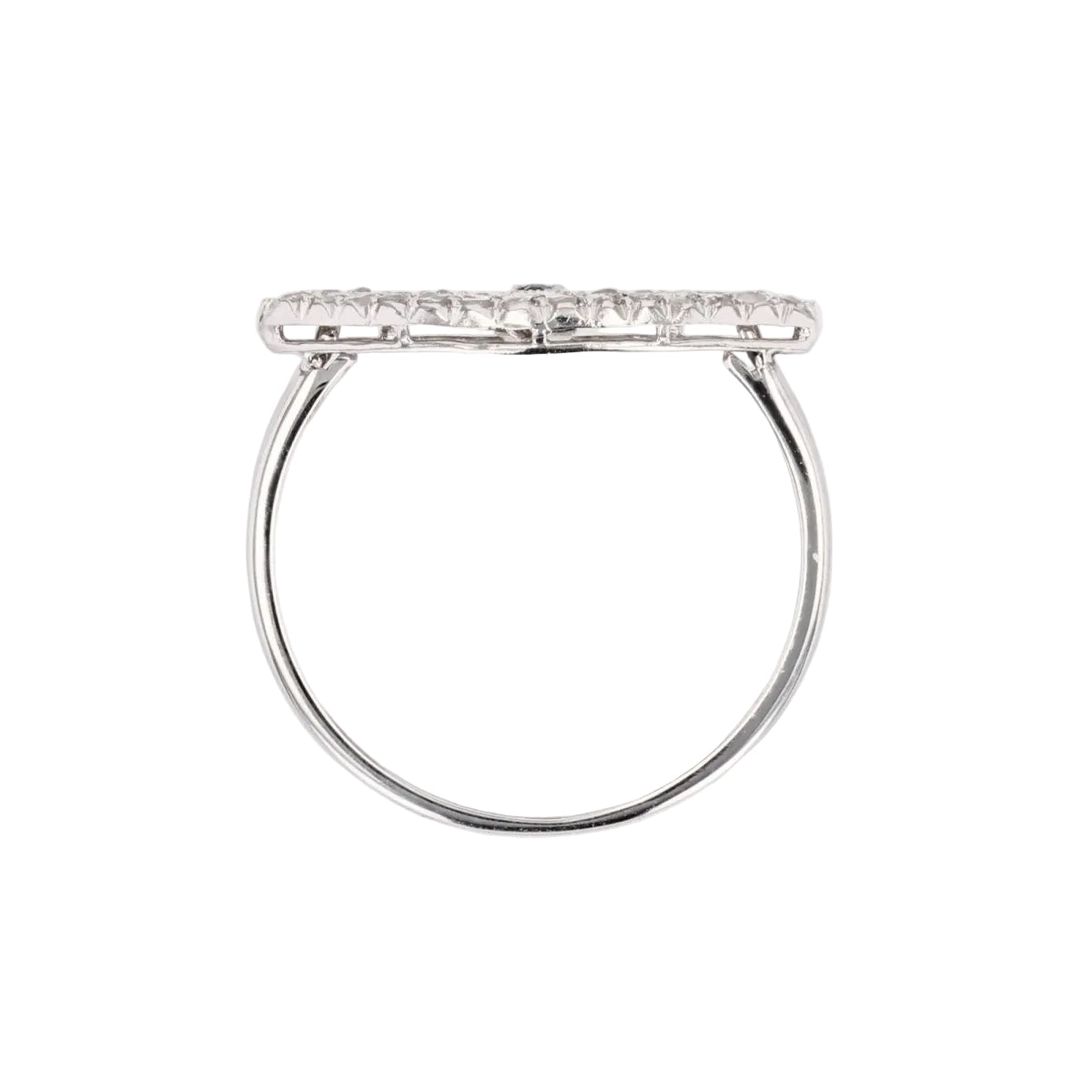 Bague ancienne navette diamants taillés en rose et saphirs - Castafiore