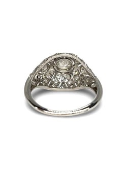 Bague ancienne or blanc 18K et diamants 0,75 ct - Castafiore