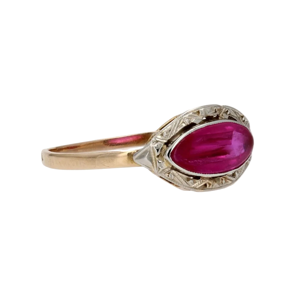 Bague ancienne or et rubis de synthèse - Castafiore