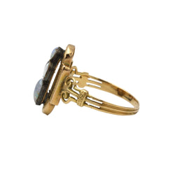 Bague Ancienne - Or jaune, Argent & Opales - Castafiore