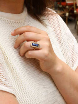 Bague ancienne or lapis - lazuli perles fines - Castafiore