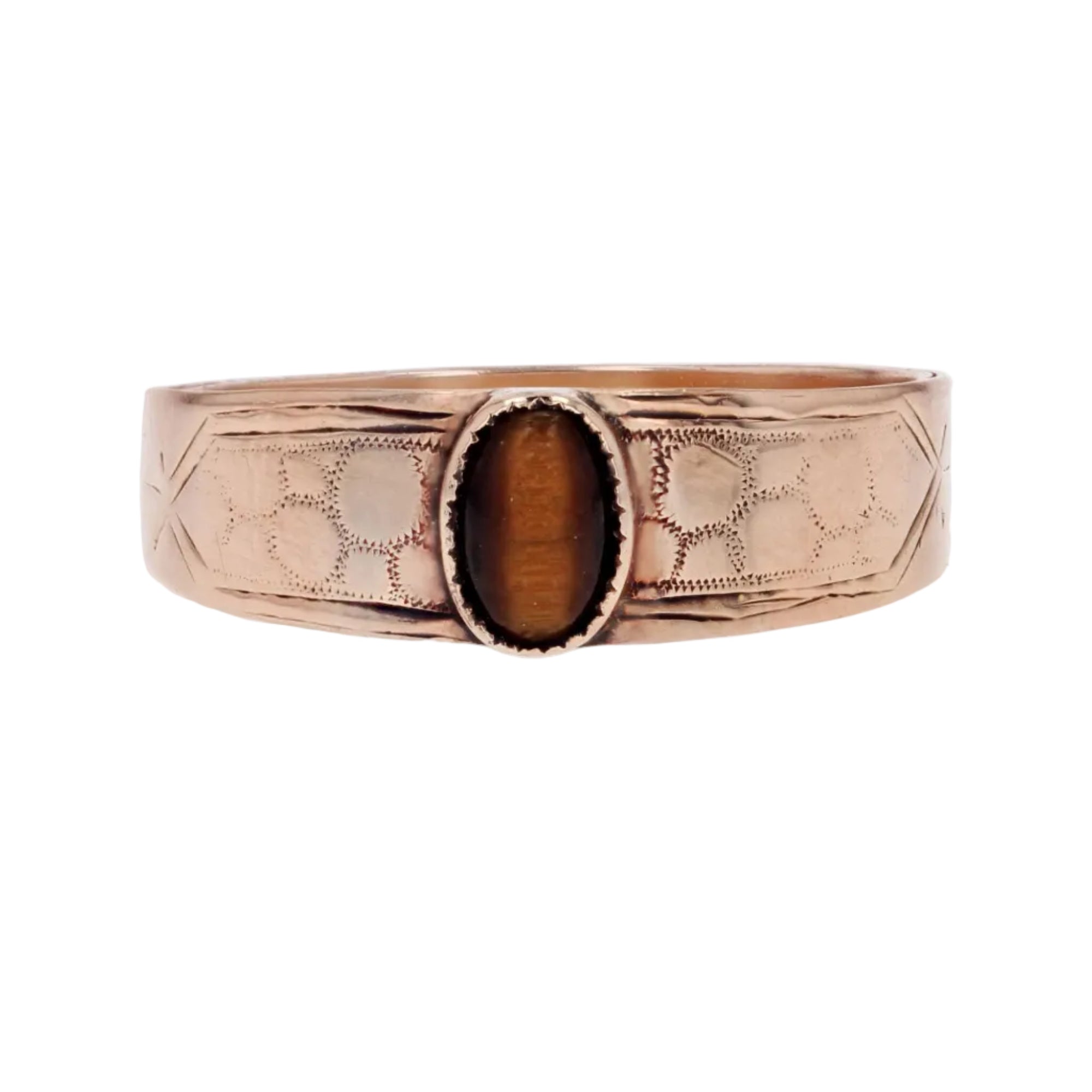 Bague ancienne or rose il du tigre
