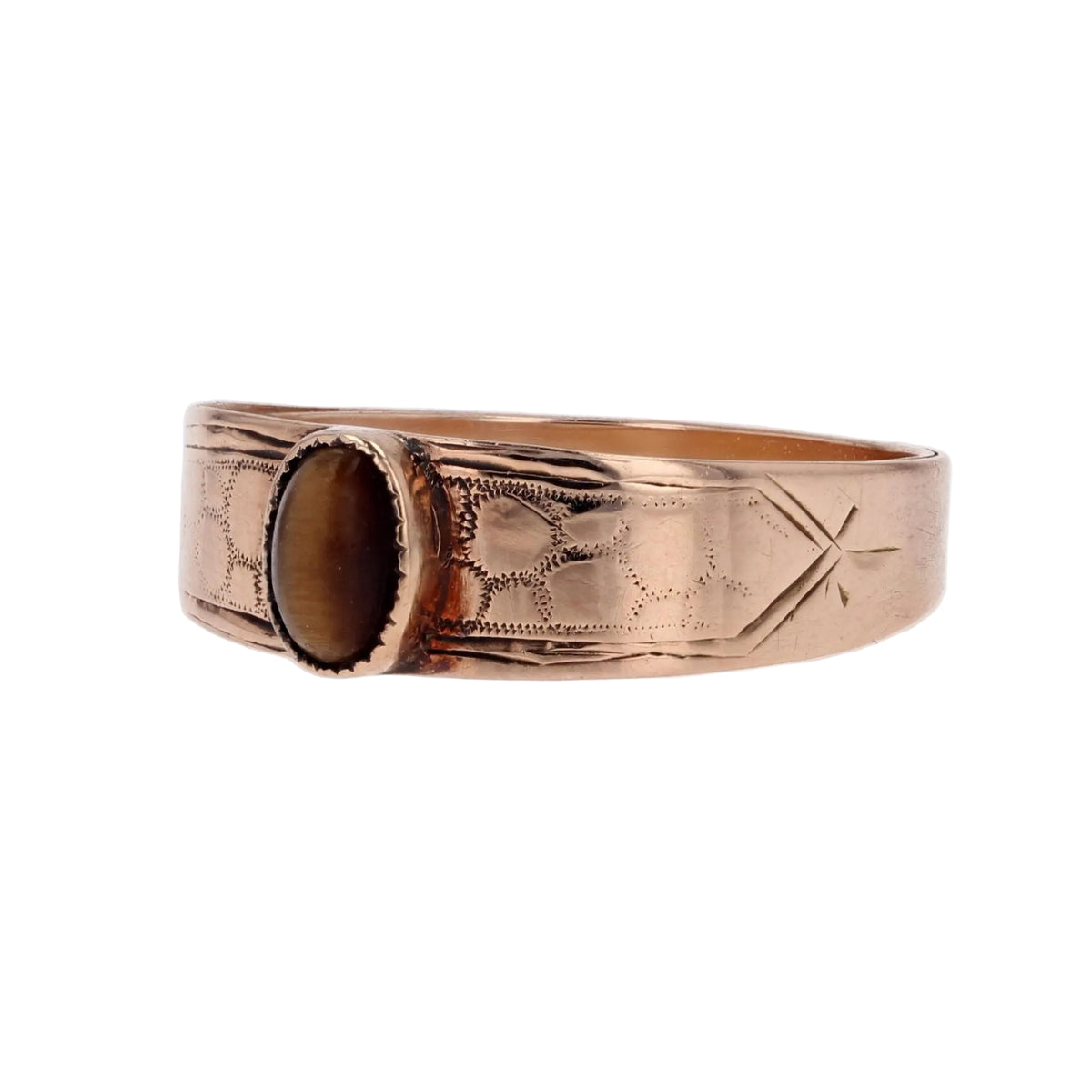 Bague ancienne or rose il du tigre