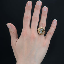 Bague ancienne or tressé et diamants - Castafiore
