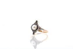Bague ancienne perle, diamants et saphirs - Castafiore