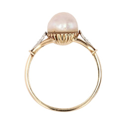 Bague ancienne perle et diamants taillés en rose - Castafiore