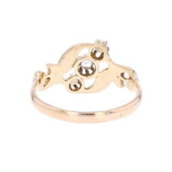 Bague ANCIENNE Perles fines et diamant en or rose - Castafiore