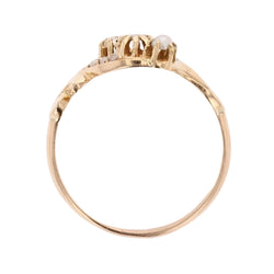 Bague ANCIENNE Perles fines et diamant en or rose - Castafiore