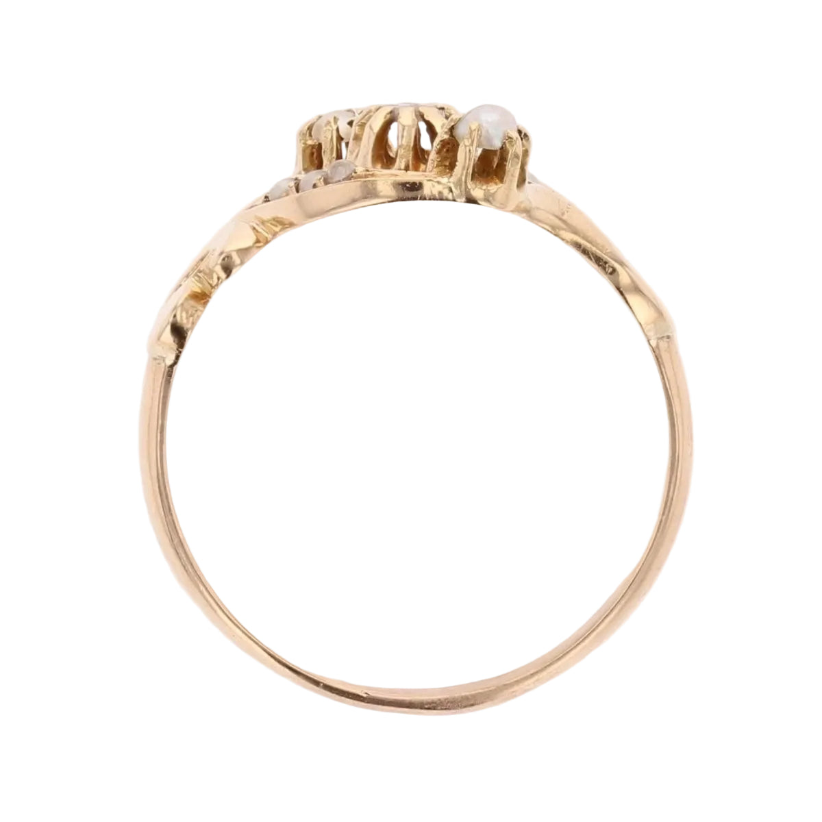 Bague ANCIENNE Perles fines et diamant en or rose - Castafiore