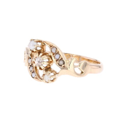 Bague ANCIENNE Perles fines et diamant en or rose - Castafiore