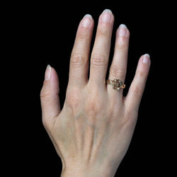 Bague ANCIENNE Perles fines et diamant en or rose - Castafiore