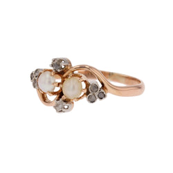 Bague ancienne perles fines et diamants