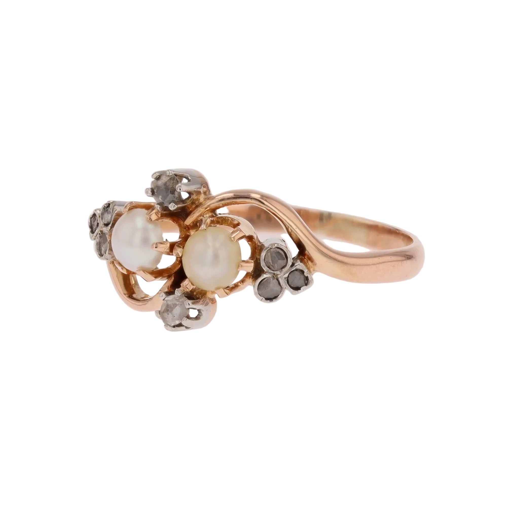 Bague ancienne perles fines et diamants