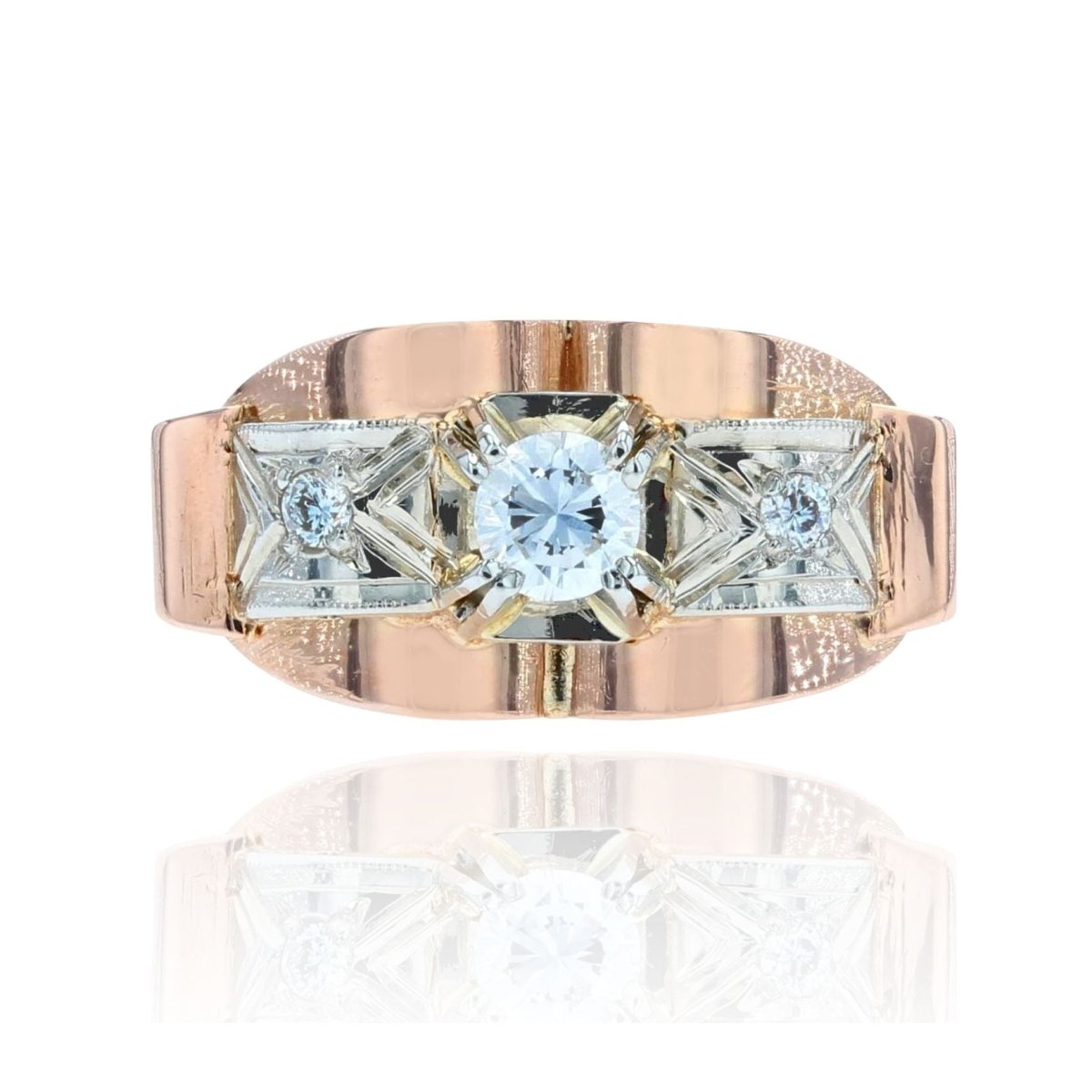 Bague ancienne rétro or rose diamants - Castafiore
