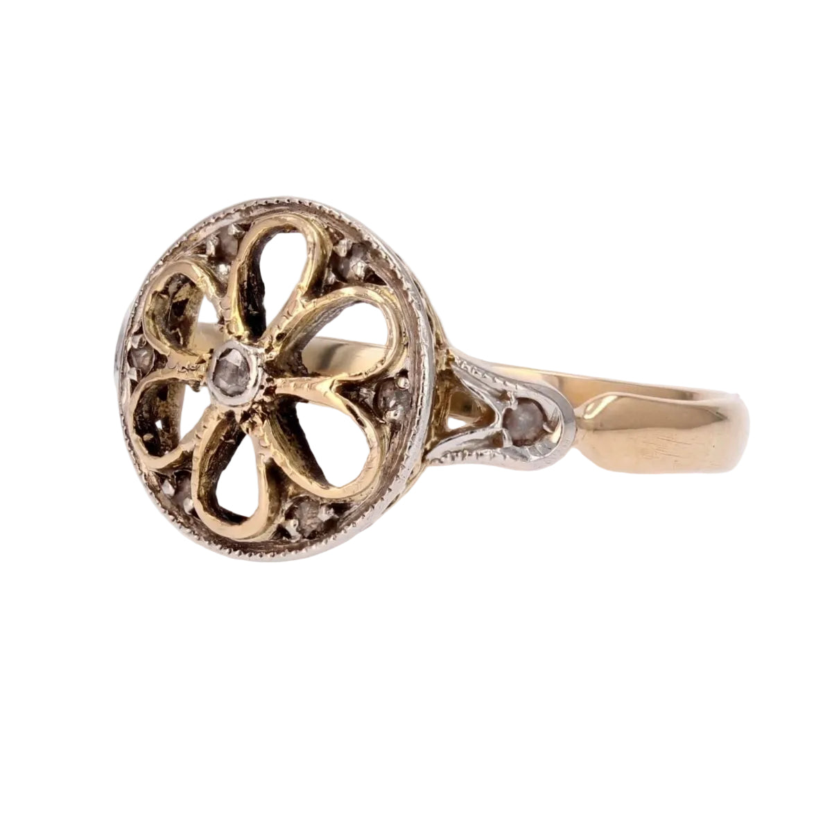 Bague ancienne rosace diamants taillés en rose - Castafiore