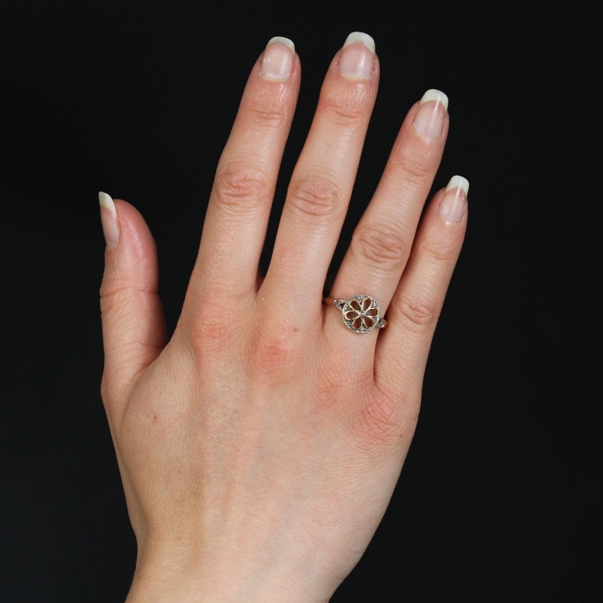 Bague ancienne rosace diamants taillés en rose - Castafiore