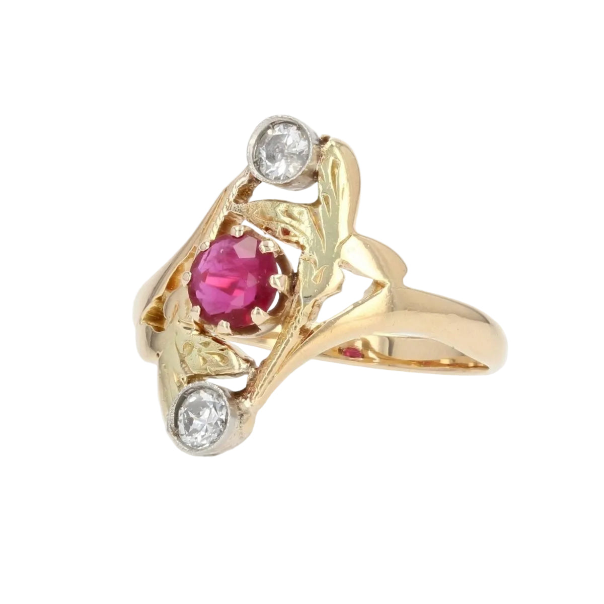 Bague ancienne rubis diamants Art nouveau - Castafiore
