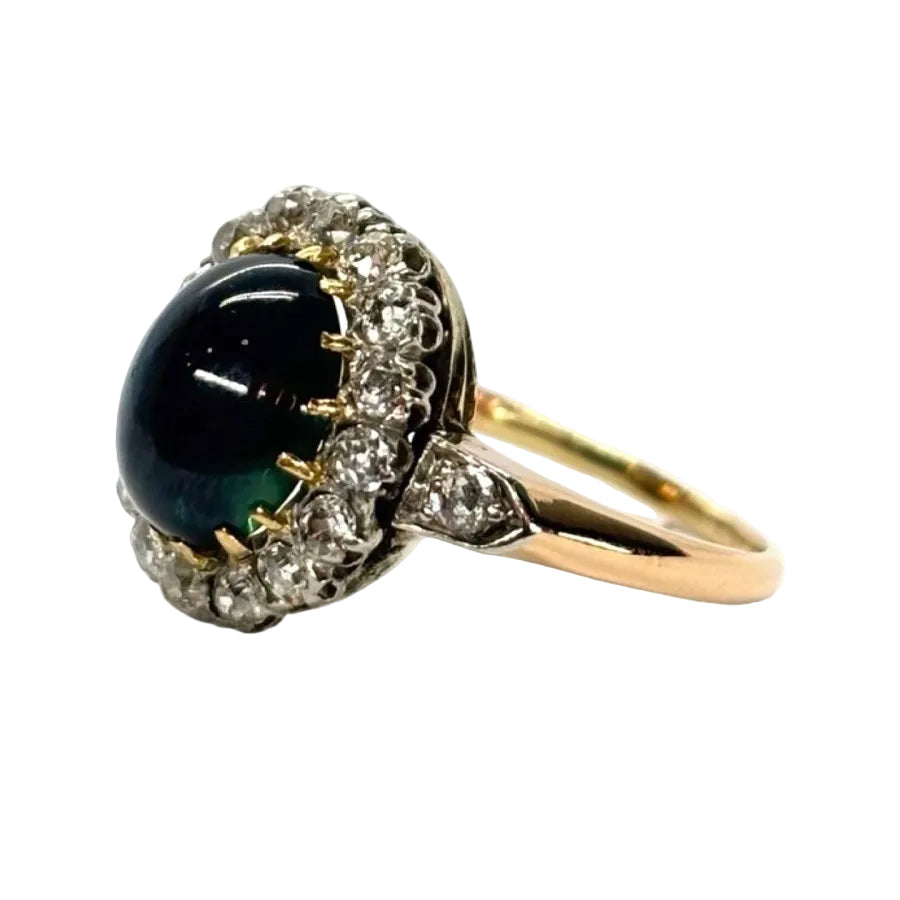 Bague ANCIENNE Saphir cabochon en or rose - Castafiore