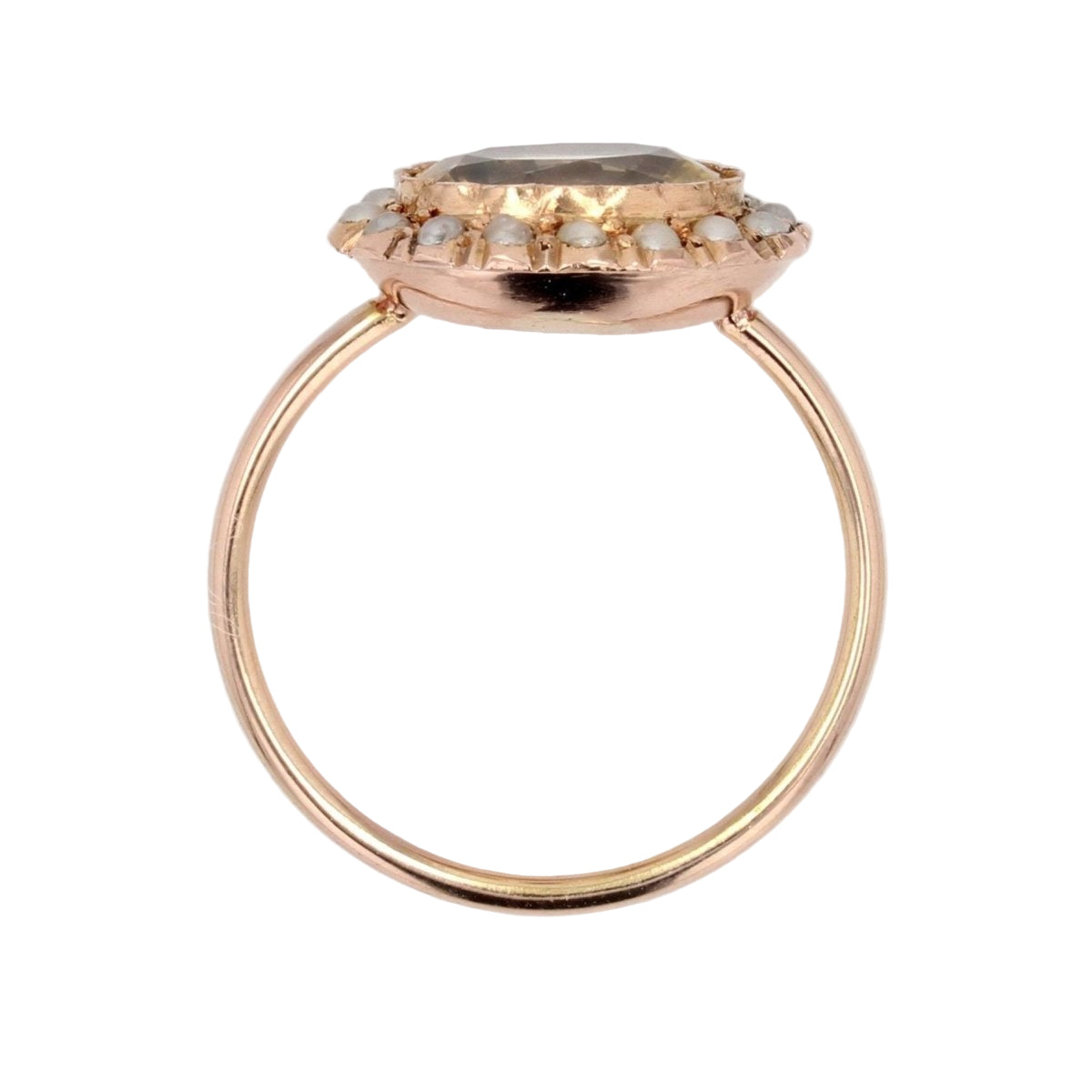 Bague ancienne saphir jaune naturel et perles fines - Castafiore