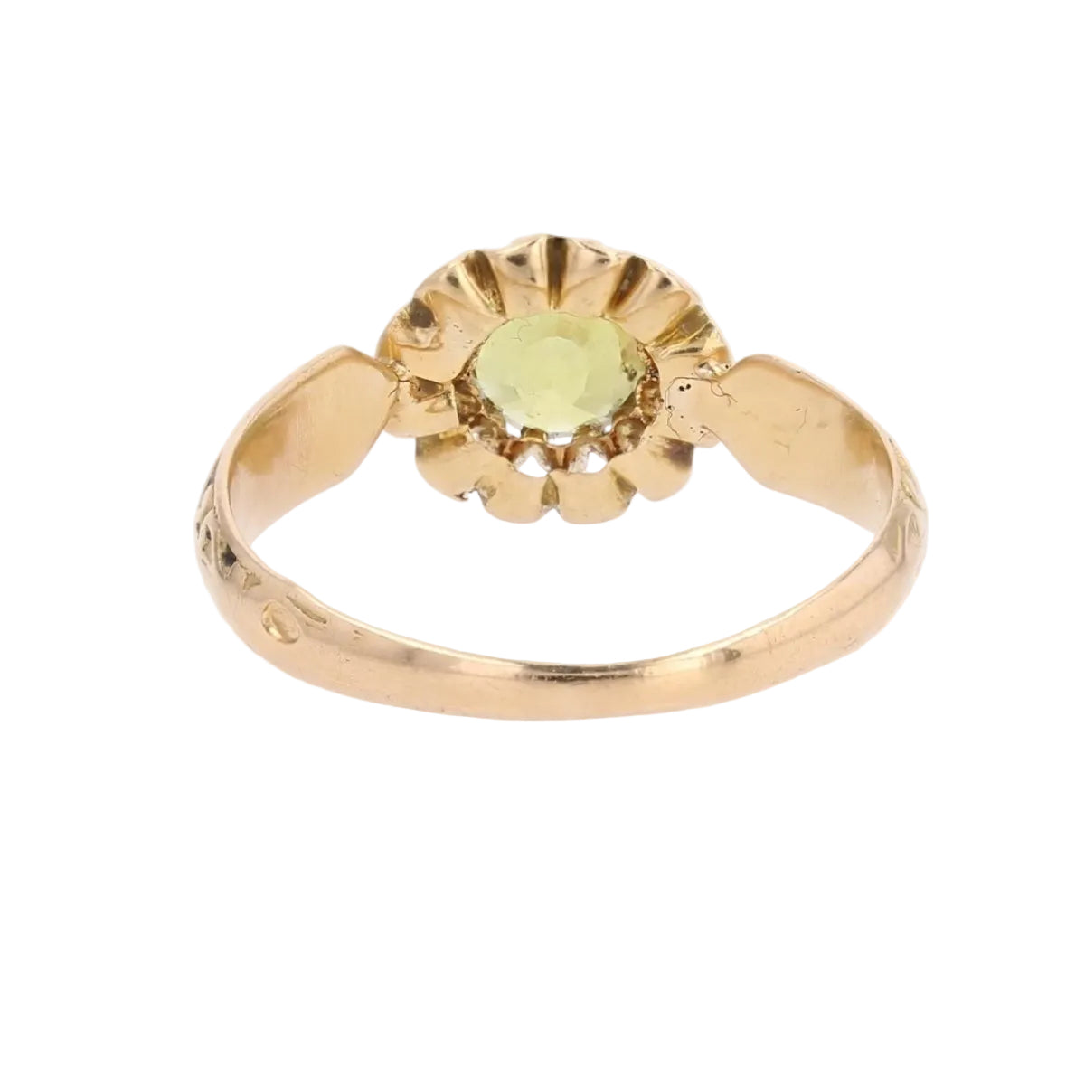 Bague ancienne saphir jaune vert et émail noir - Castafiore