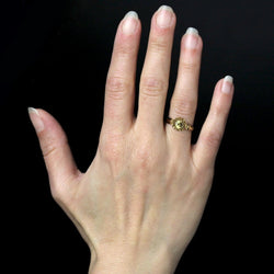 Bague ancienne saphir jaune vert et émail noir - Castafiore