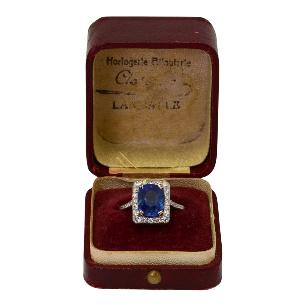 Bague ANCIENNE Saphir naturel en or et platine - Castafiore